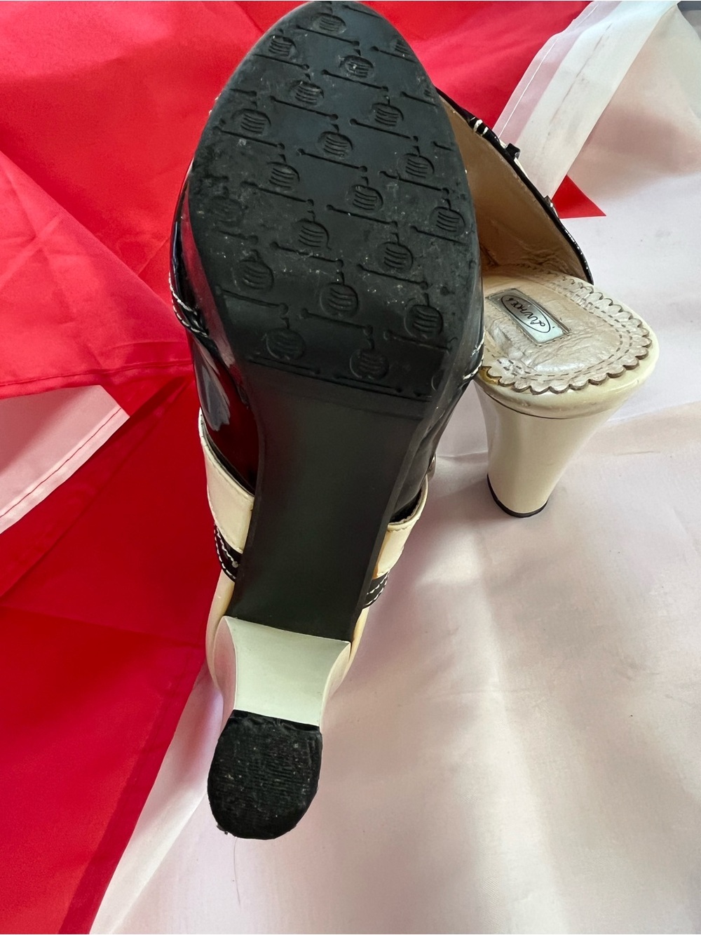 Two-Tone Black & Cream High Heel Sandals - Women's Elegant Strappy Heels